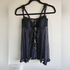 Victoria's Secret Black Sheer Chemise with Satin Bow SKU F08